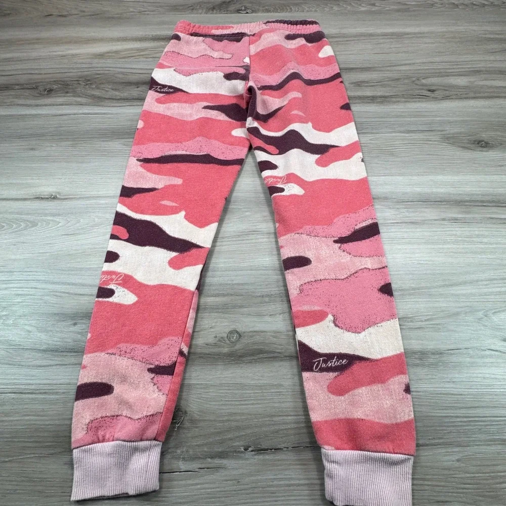 Justice Pink Camo Joggers Sweatpants Girls Size‎ M 10 Drawstring Waist